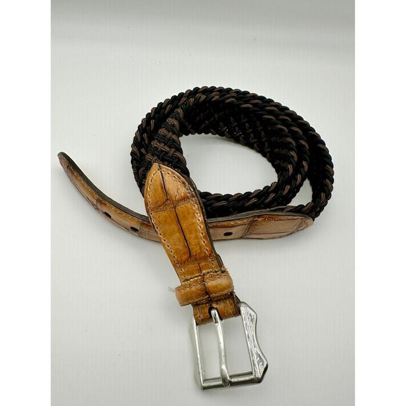 Martin Dingman Other - Martin Dingman Belt Mens 42 Brown Black Braided Cord Exotic Leather Handcrafted